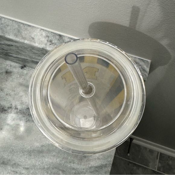 University of Michigan Plastic Water Bottle with Straw - Picture 3 of 4